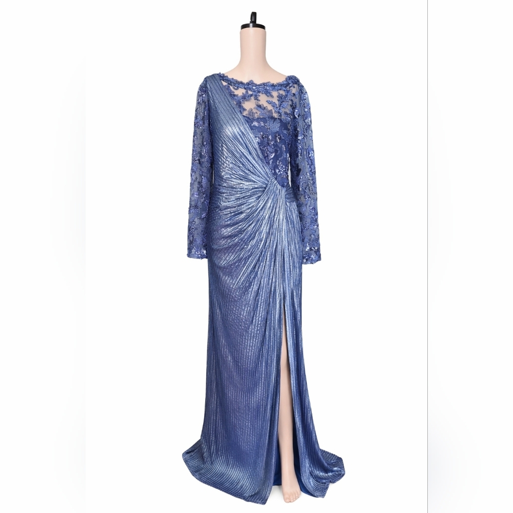 Tadashi Shoji Formal Gown Midnight Blue Medium NWT - Picture 4 of 7